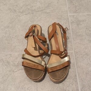 Brown and Gold Women's Sandals